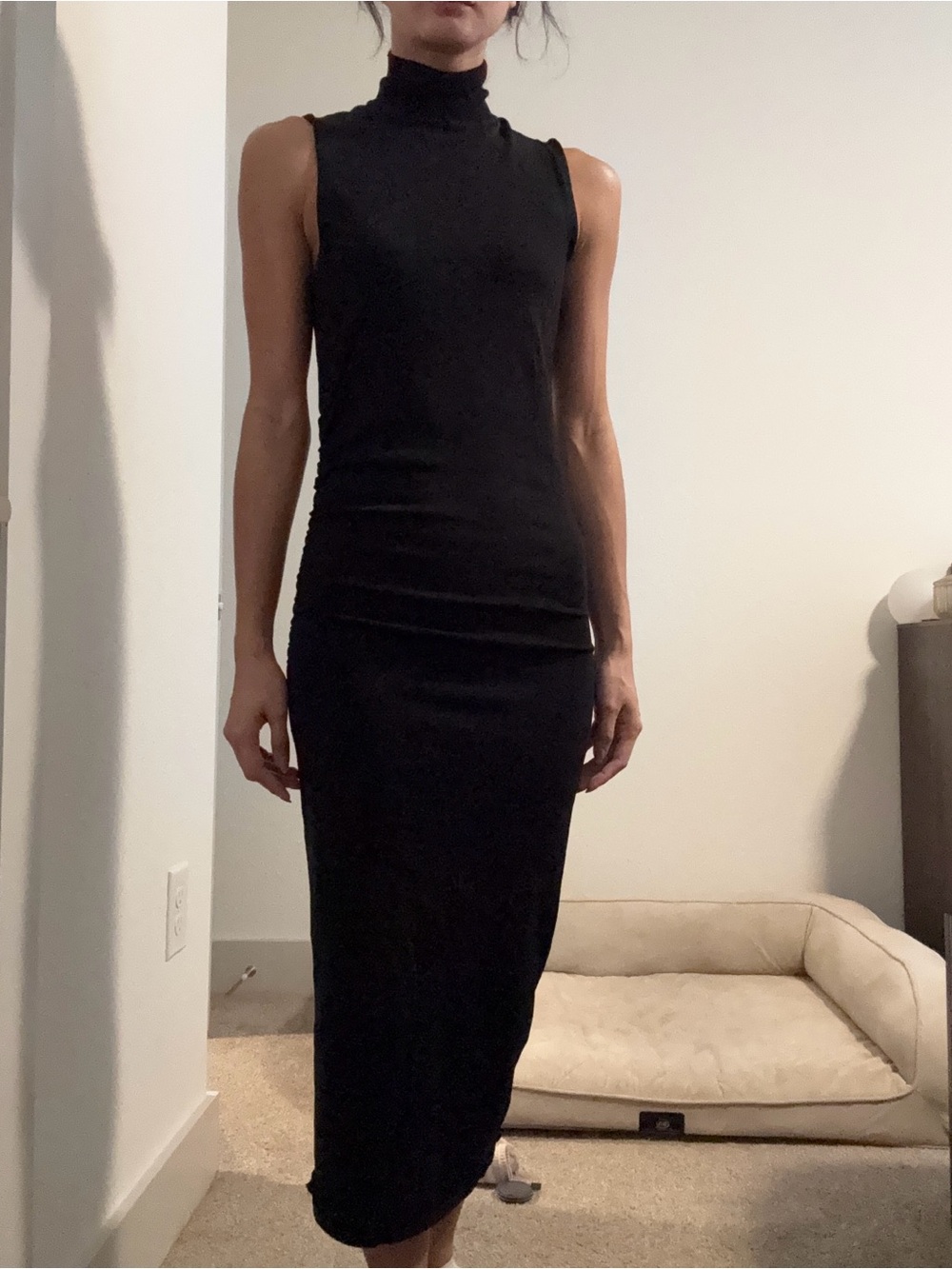 Zara Sleeveless Black Turtleneck Midi Dress